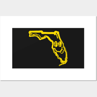 FL Eyes Florida Grunge Smiling Face Black Background Posters and Art